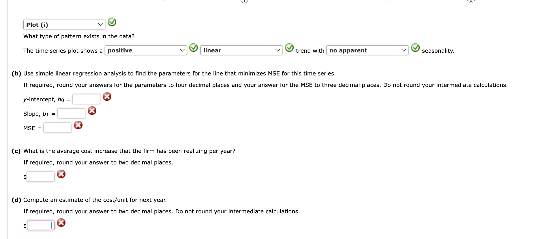 shows a trend with seasonality. (b) Use simple linear regression analysis to
