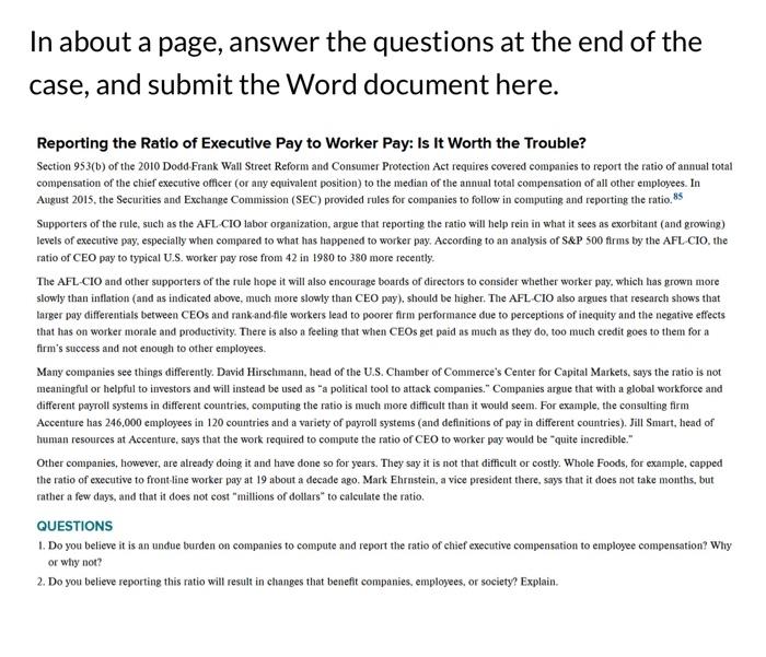 Help me please :) In about a page, answer the questions at