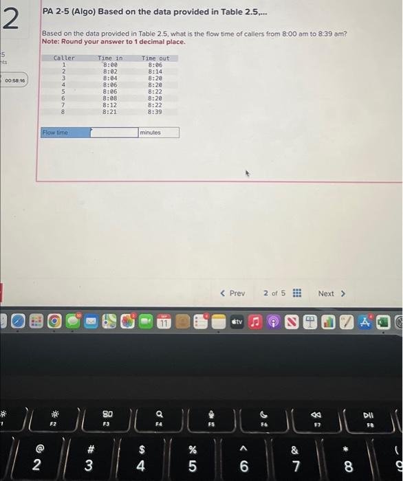  please solve PA 2-5 (Algo) Based on the data provided in