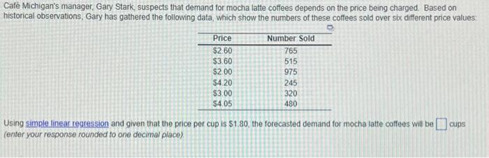 Caf Michigan's manager, Gary Stark, suspects that demand for mocha latte