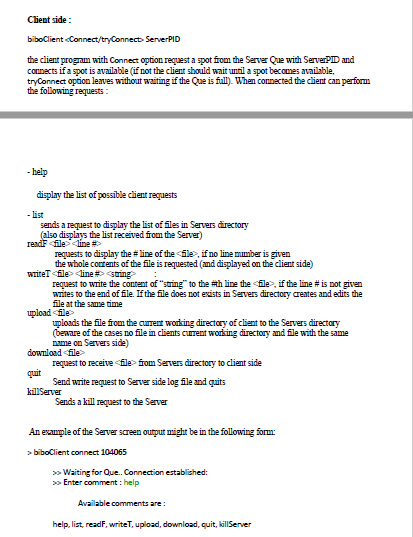 and give the piece of code written in c language for serve