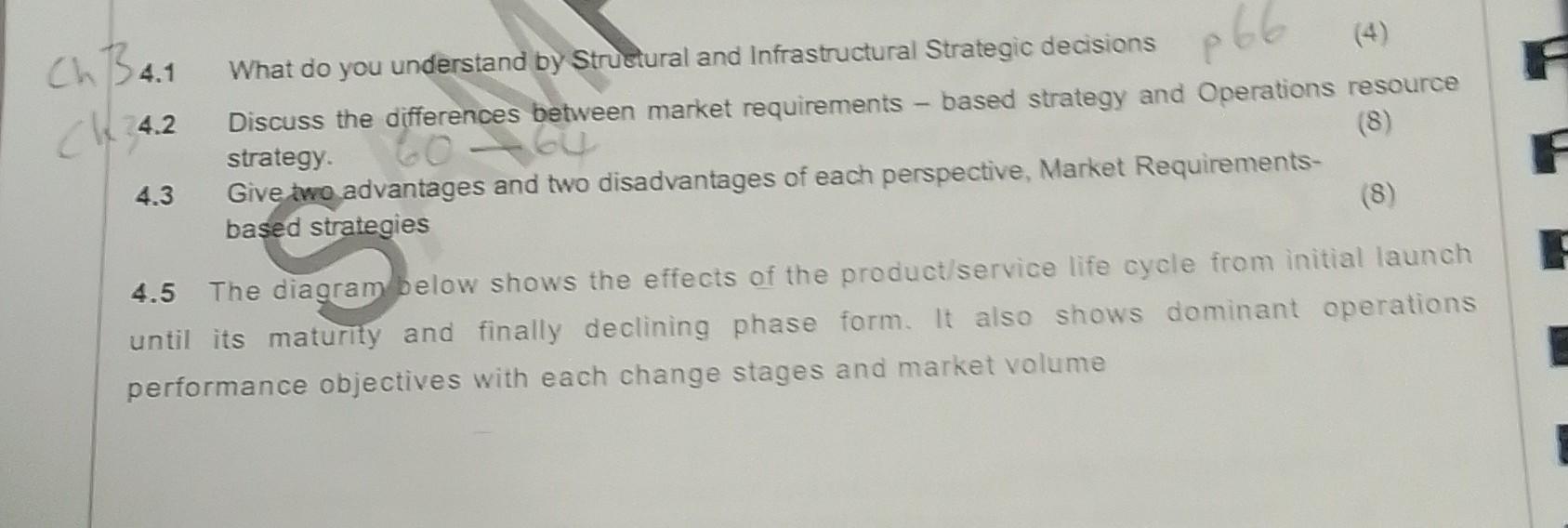 4.2 discuss the differences between market requirements- based strategy and operations resource