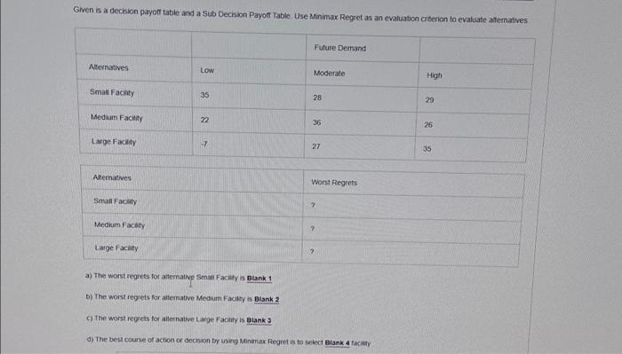  please help!!! A-D Given is a decision payon table and a
