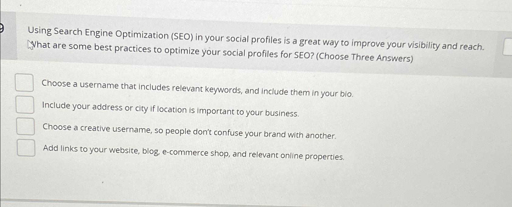  Using Search Engine Optimization (SEO) in your social profiles is a