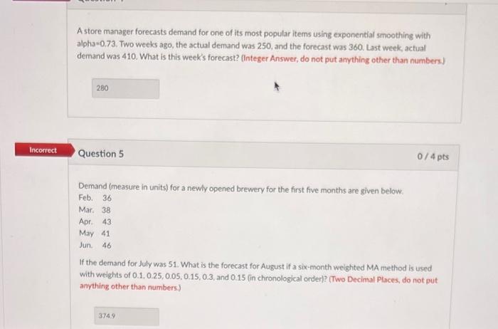  A store manager forecasts demand for one of its most popular