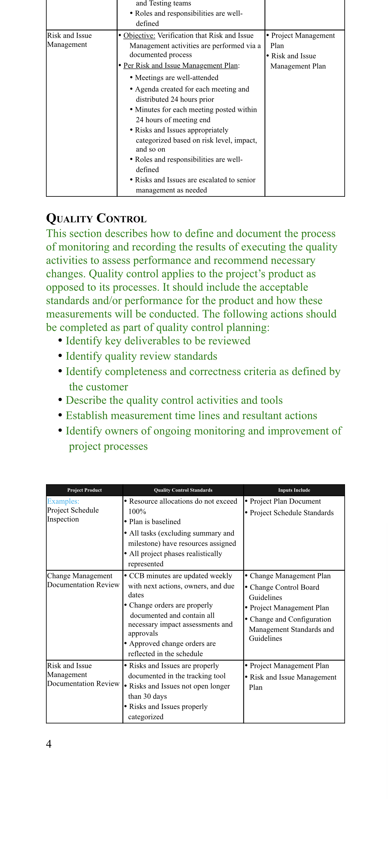 explain how to define and document the process of auditing the quality