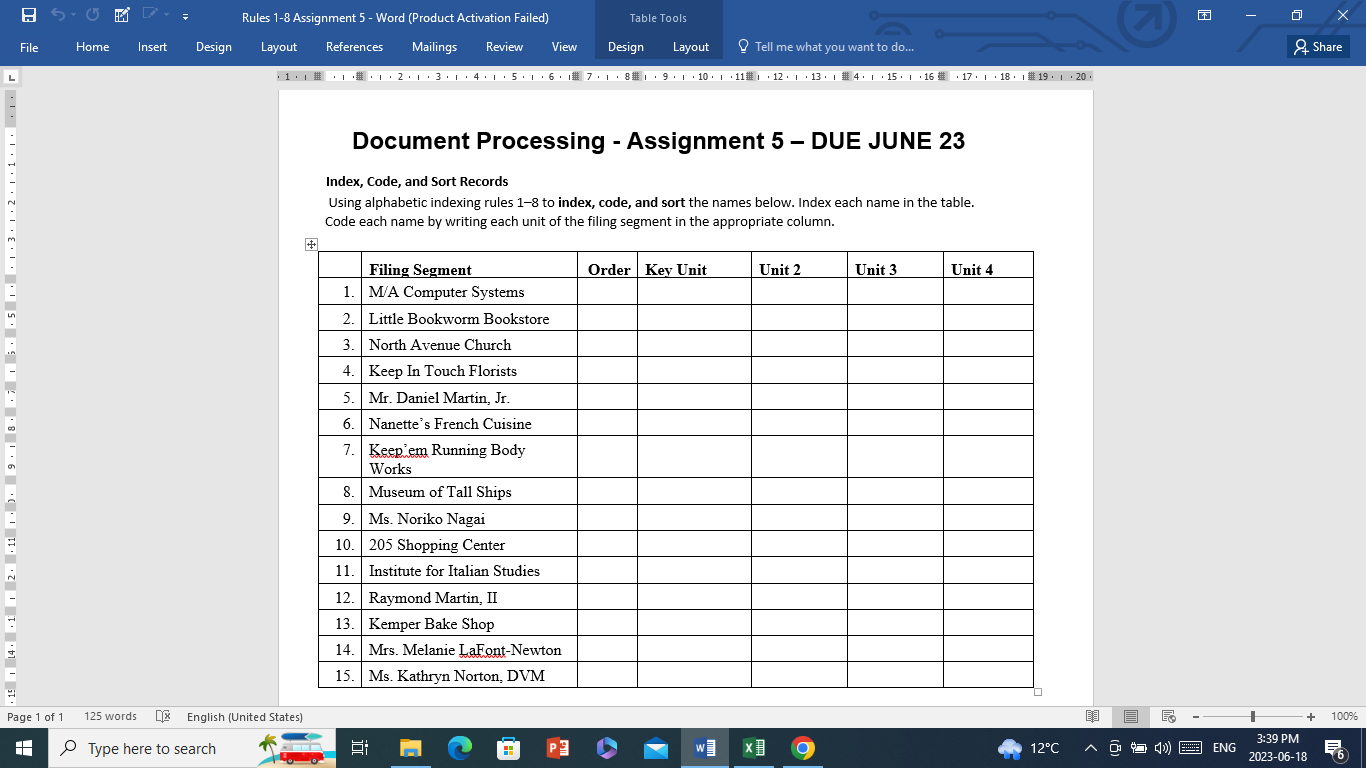 Index, Code, and Sort Records Using alphabetic indexing rules 18 to index,
