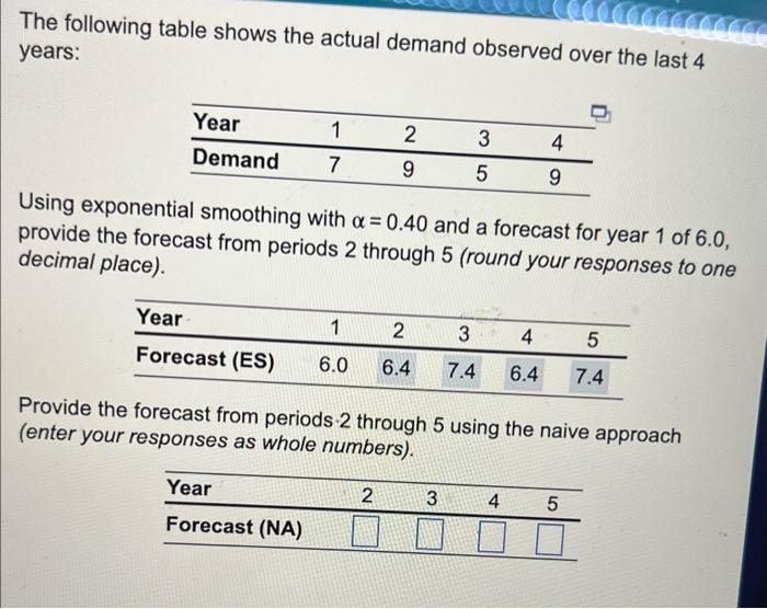  please answer both(: The following table shows the actual demand observed