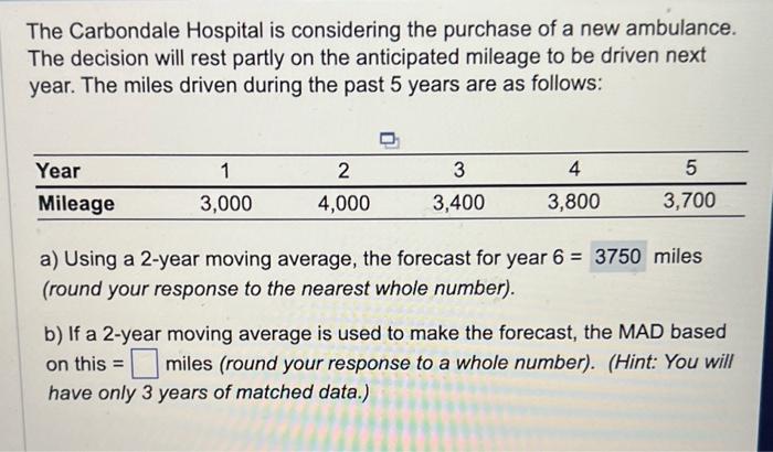 over the last 4 years: Using exponential smoothing with =0.40 and a