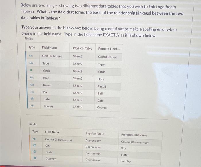  Below are two images showing two different data tables that you