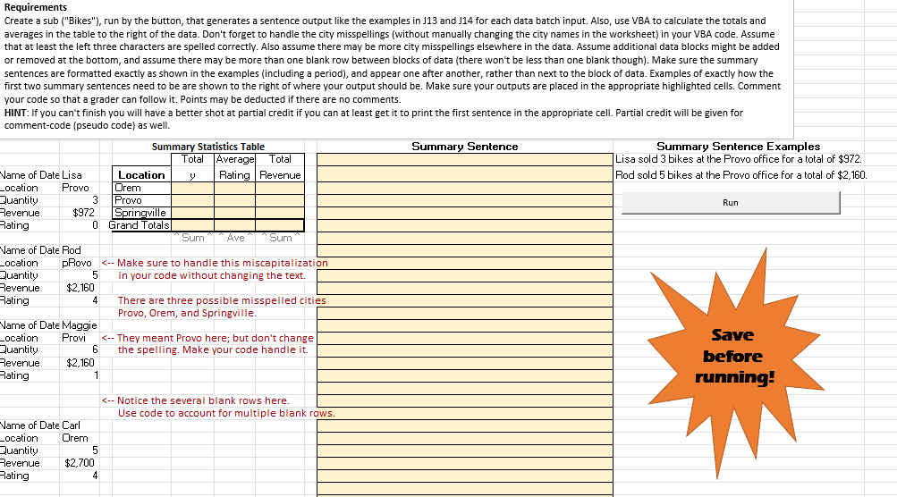 I need a VBA Code that works in Microsoft Excel when inputed!!