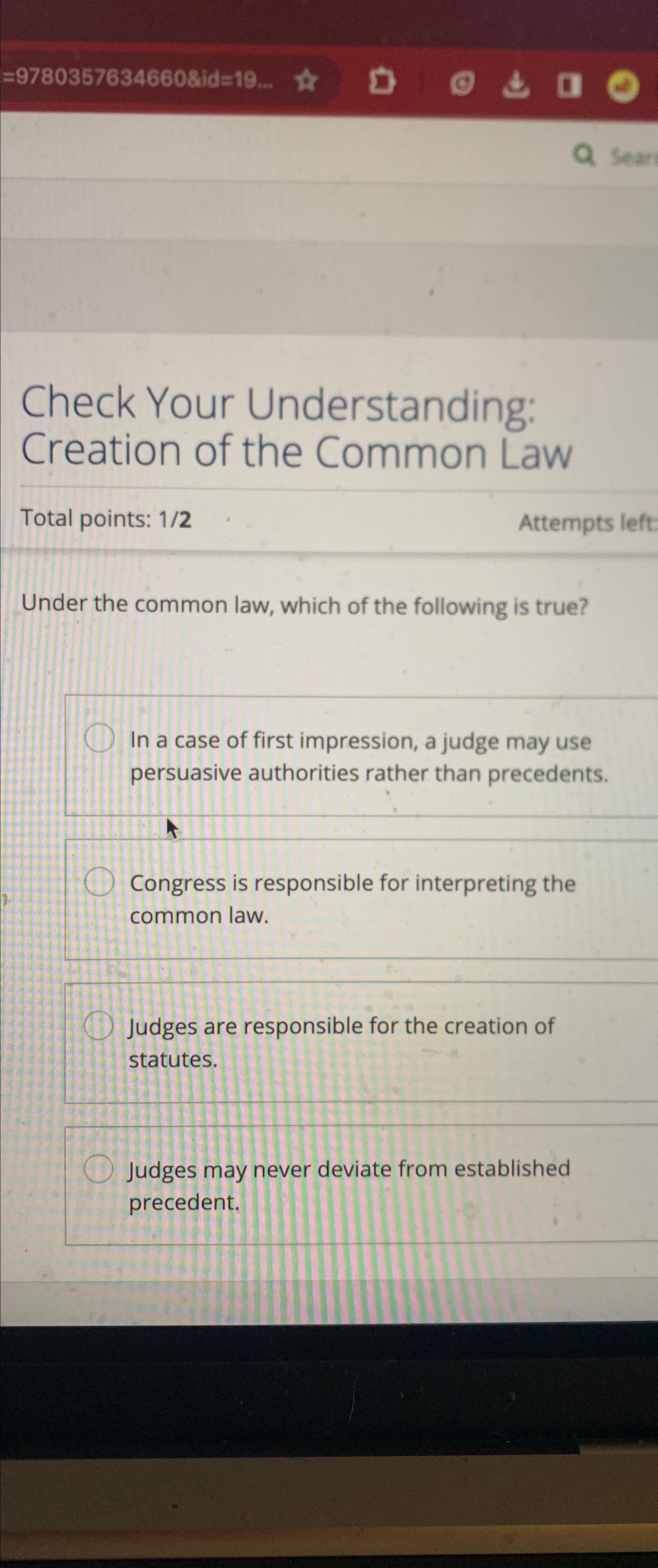  =97803576346608id=19. Check Your Understanding: Creation of the Common Law Total points: