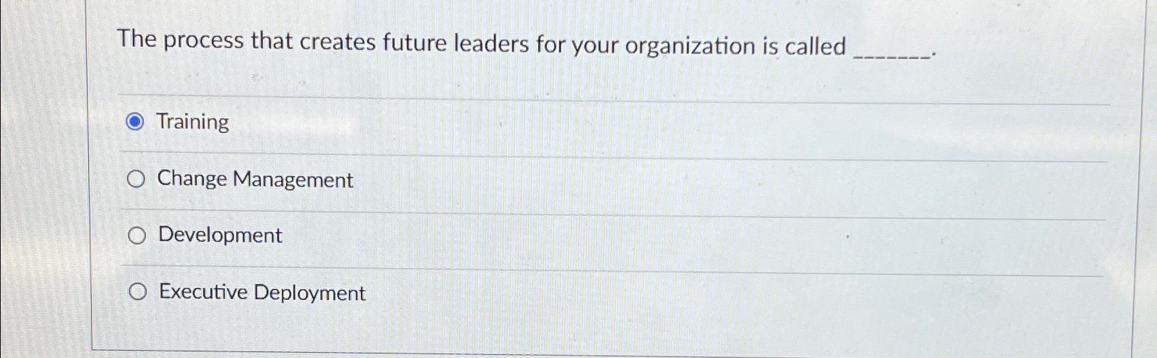  The process that creates future leaders for your organization is called
