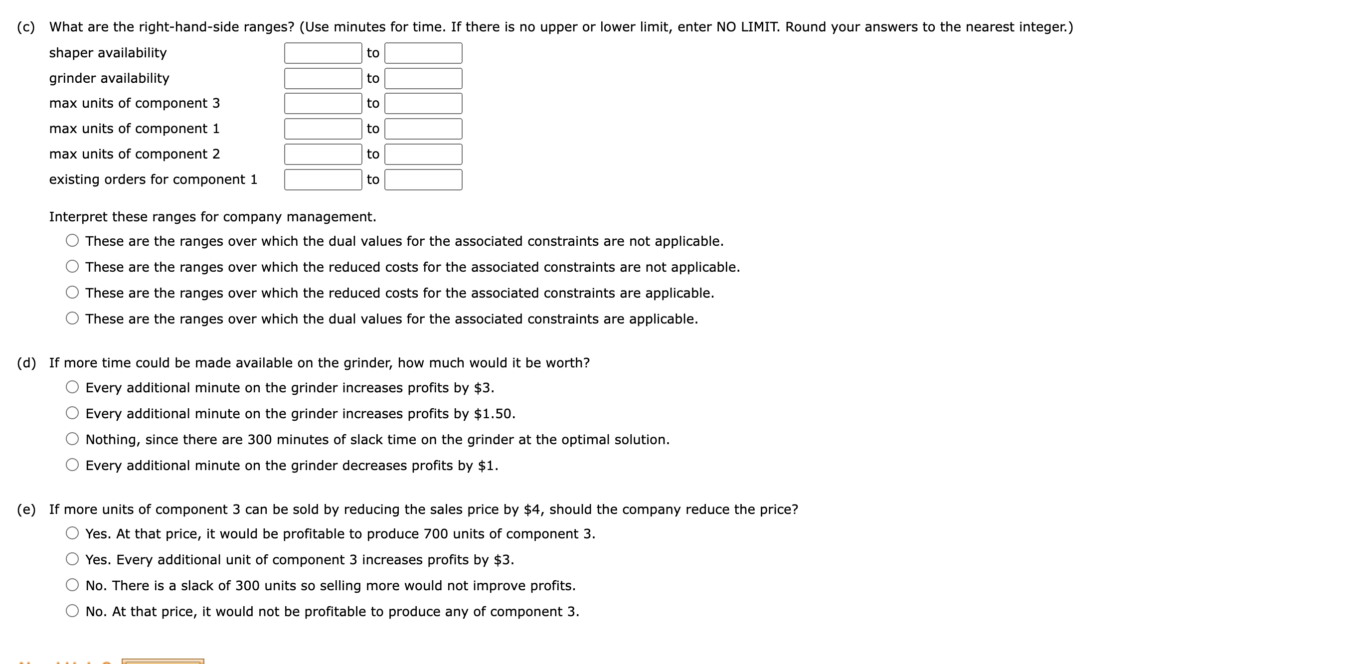 production quantities. component 1 units component 2 units component 3 units (b)