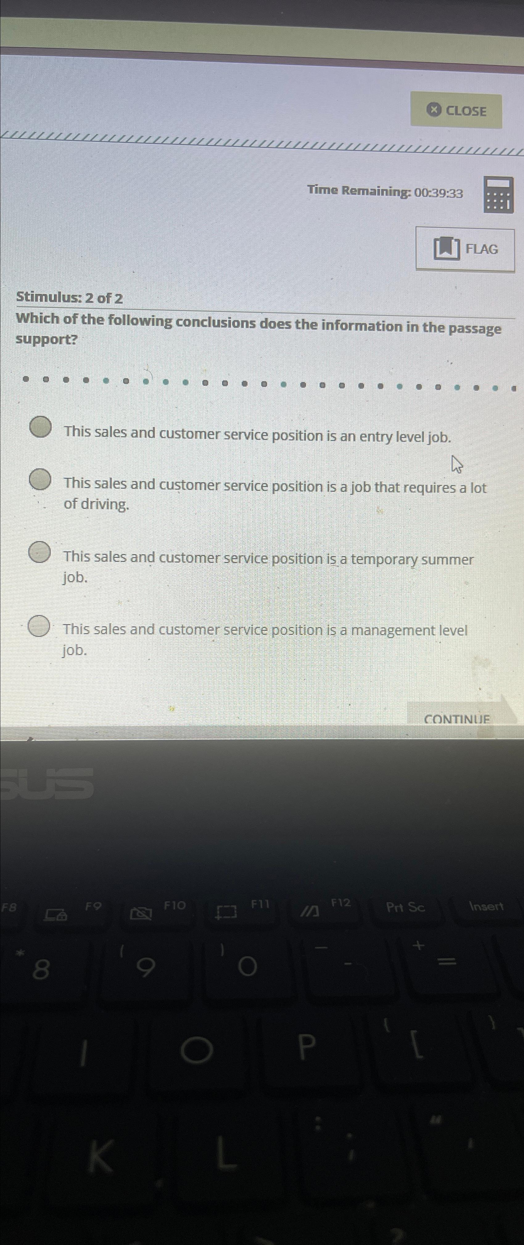  Time Remaining: 00:39:33 [] FLAG Stimulus: 2 of 2 Which of