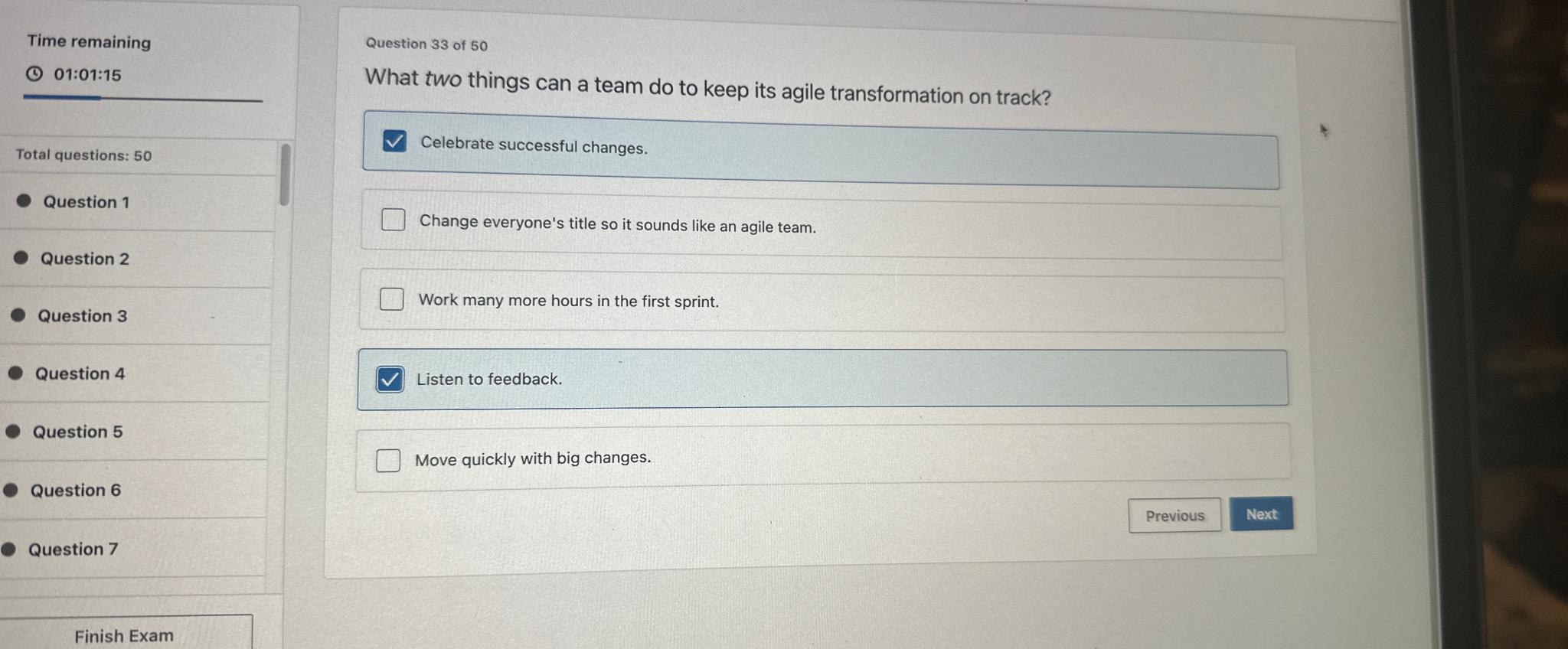  Time remaining 01:01:15 Total questions: 50 Question 1 Question 2 Question