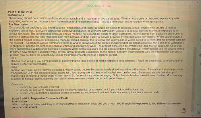  Post 1: Initial Post Instructions This posting should be a minimum