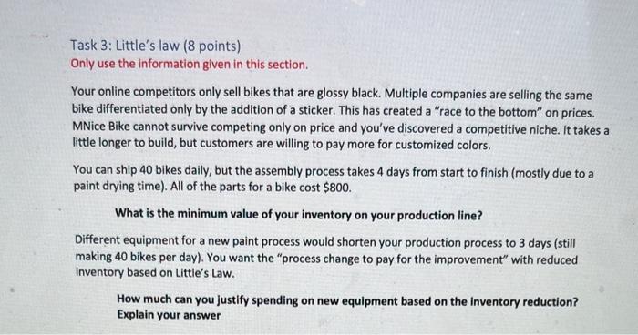 Use the data table to answer the questions Task 3: Little's law