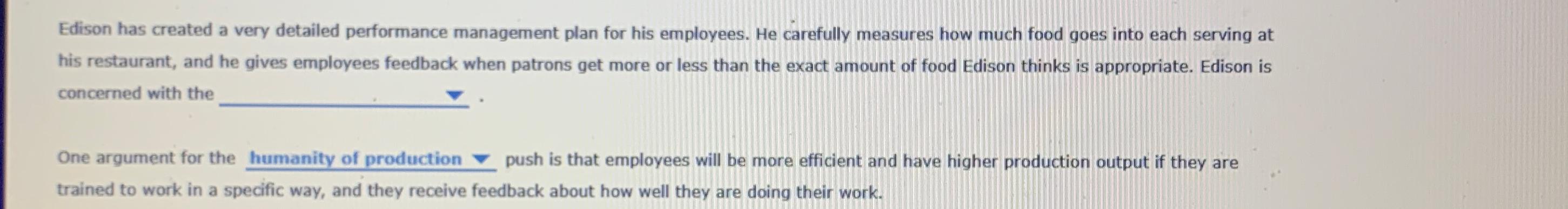  Edison has created a very detailed performance management plan for his