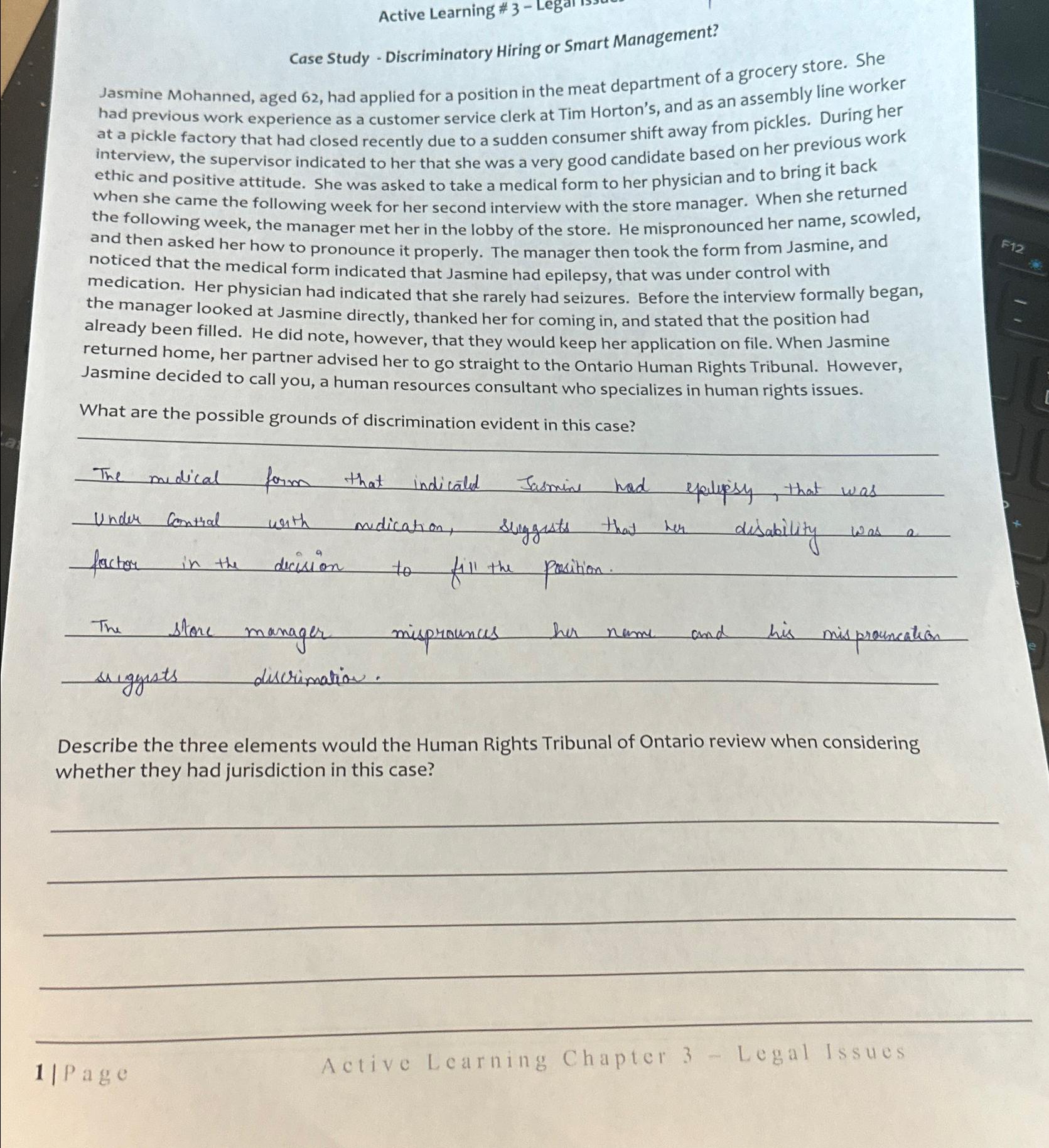  Active Learning # 3-Lega Case Study - Discriminatory Hiring or Smart