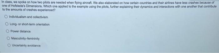  In class, we spoke on how two pllots are needed when