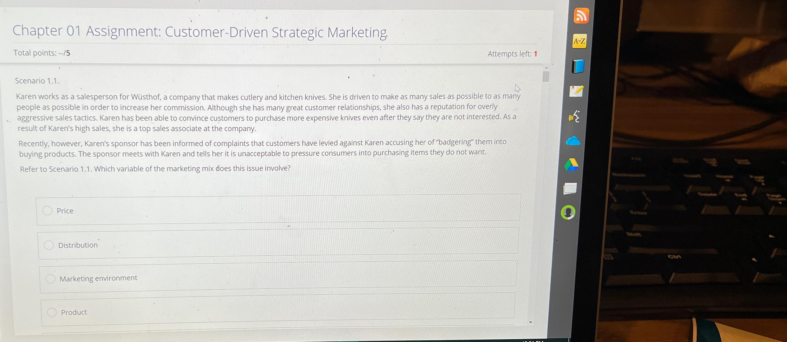  Chapter 01 Assignment: Customer-Driven Strategic Marketing. Total points: --/5 Attempts left:
