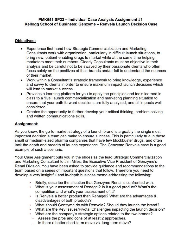 PMK651 SP23 - Individual Case Analysis Assignment \#1 Kellogg School of