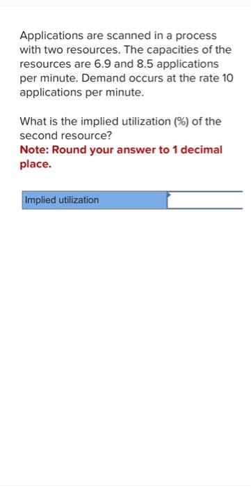  Applications are scanned in a process with two resources. The capacities