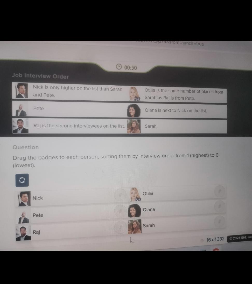  (2)00:50 Job Interview Order Nick is only higher on the list