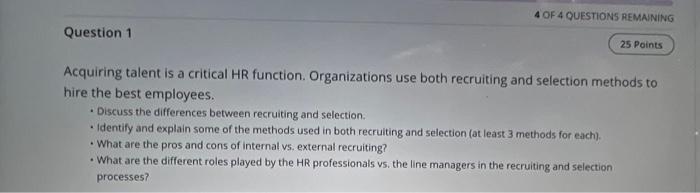 the course is called human resource management please write minimum 200 words