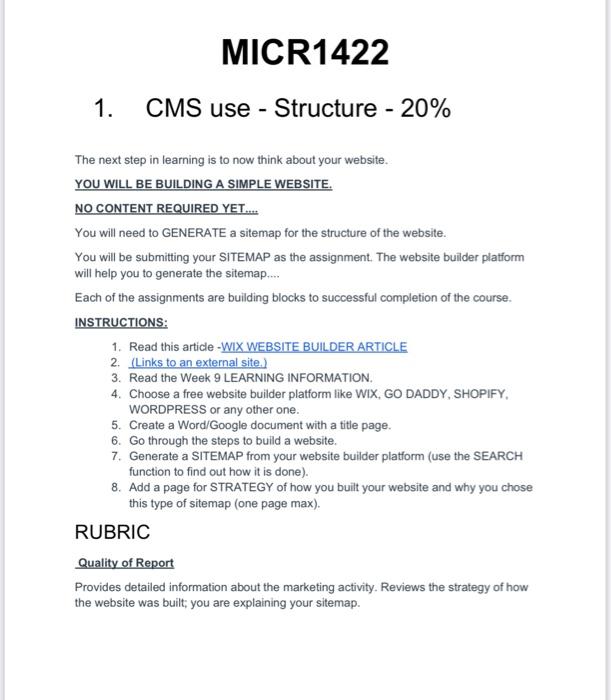  CMS use - Structure - 20% The next step in learning