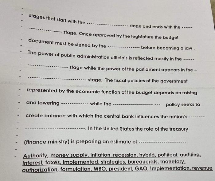 may choose from the words below the text. In addition to being