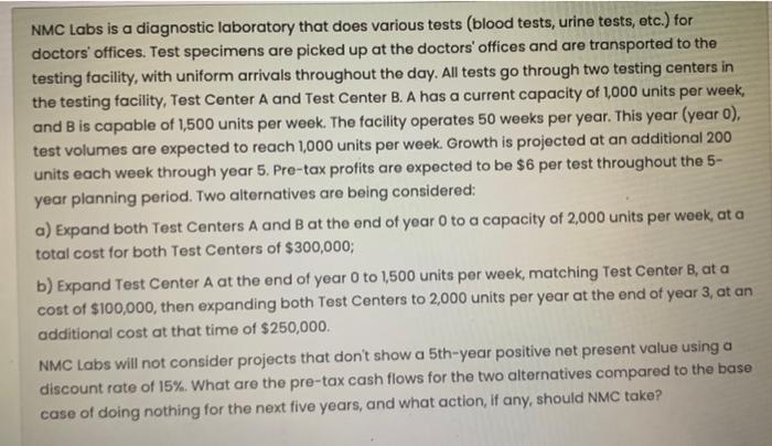  please fill the current tables using the existing information NMC Labs