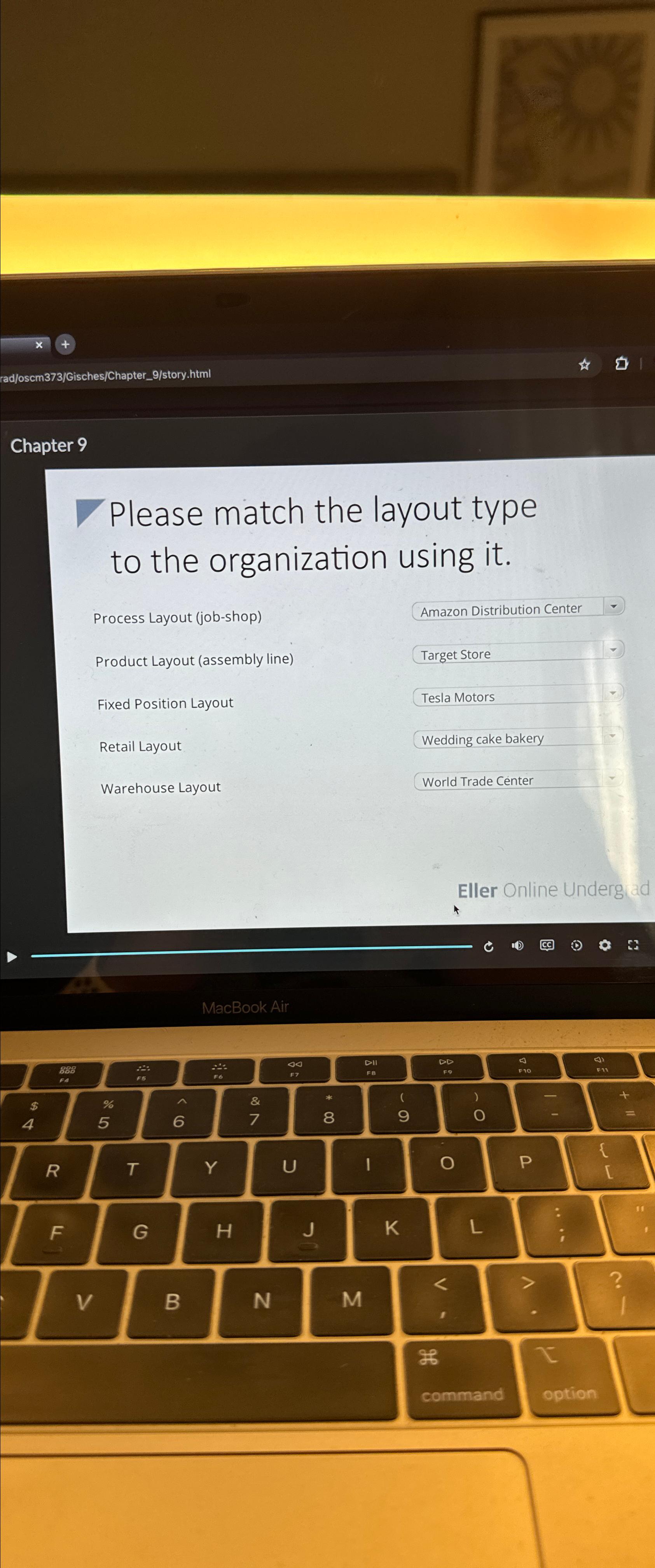  Chapter 9 Please match the layout type to the organization using