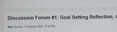  Discussion Forum #1: Goal Setting Reflection, 