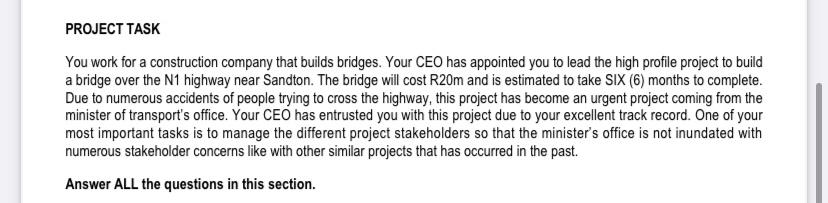 please anwer the question fully, in detail PROJECT TASK You work for