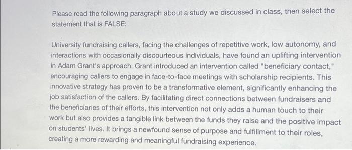  Please read the following paragraph about a study we discussed in