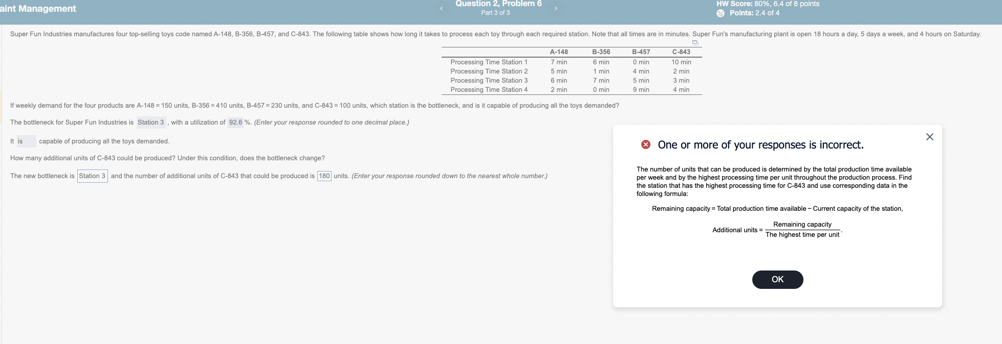  either the answer station 3 or 180 or both is wrong