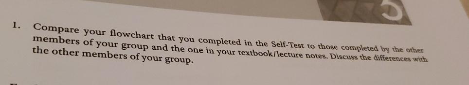  Compare your flowchart that you completed in the Self-Test to those