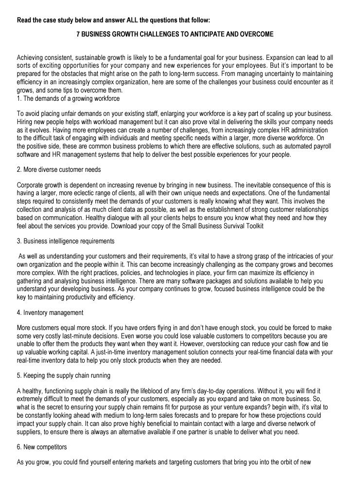  Read the case study below and answer ALL the questions that