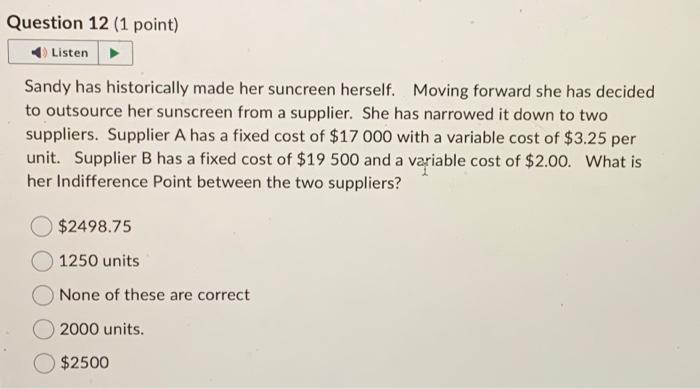  Sandy has historically made her suncreen herself. Moving forward she has