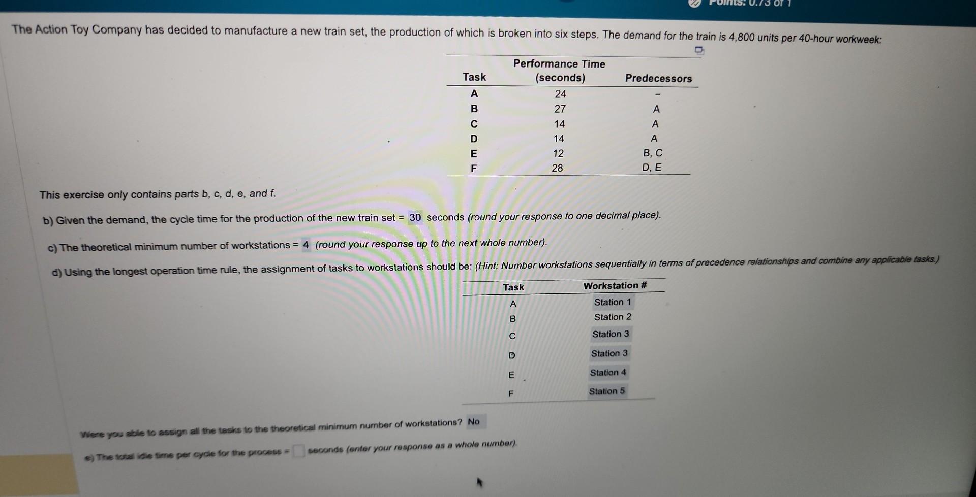 question e b) Given the demand, the cycle time for the