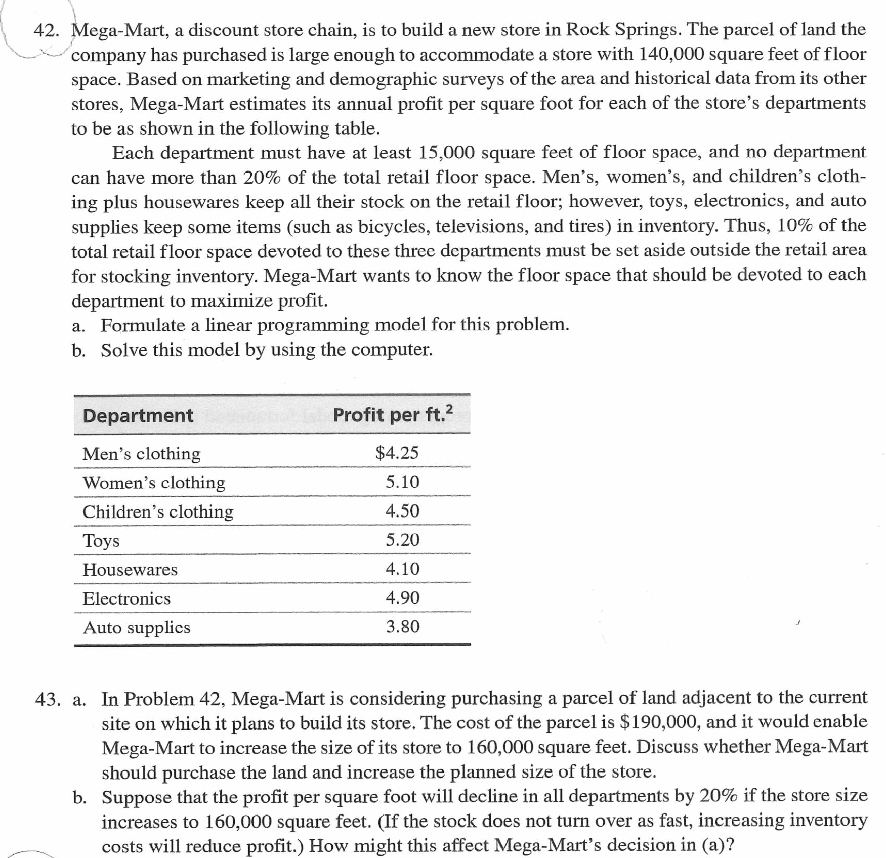 Use an extra variable for the space devoted to three departments. Submit
