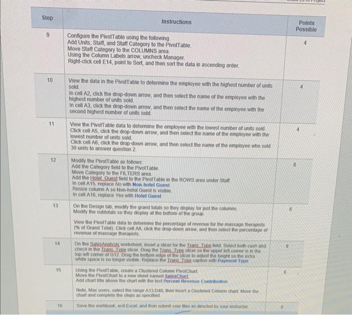  Step Instructions Points Possible 9 Configure the PivolT able using the