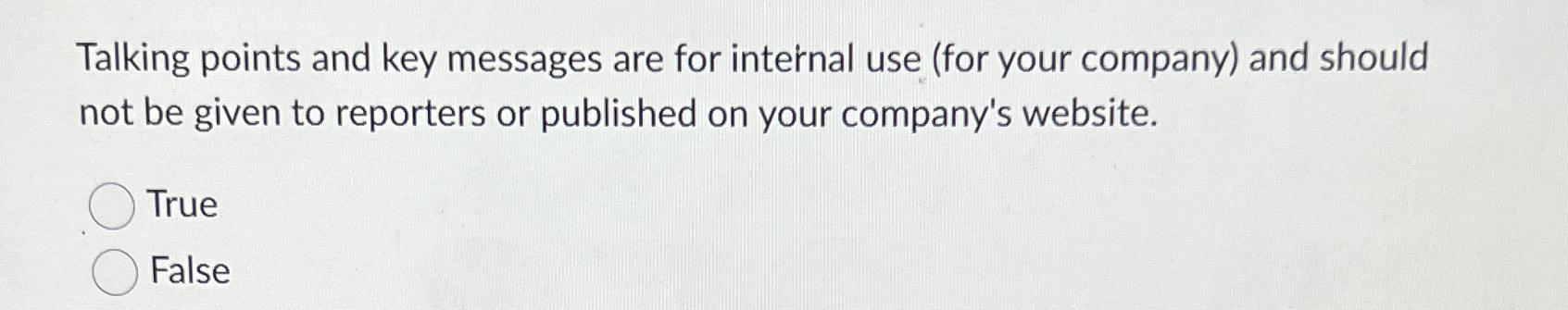  Talking points and key messages are for internal use (for your