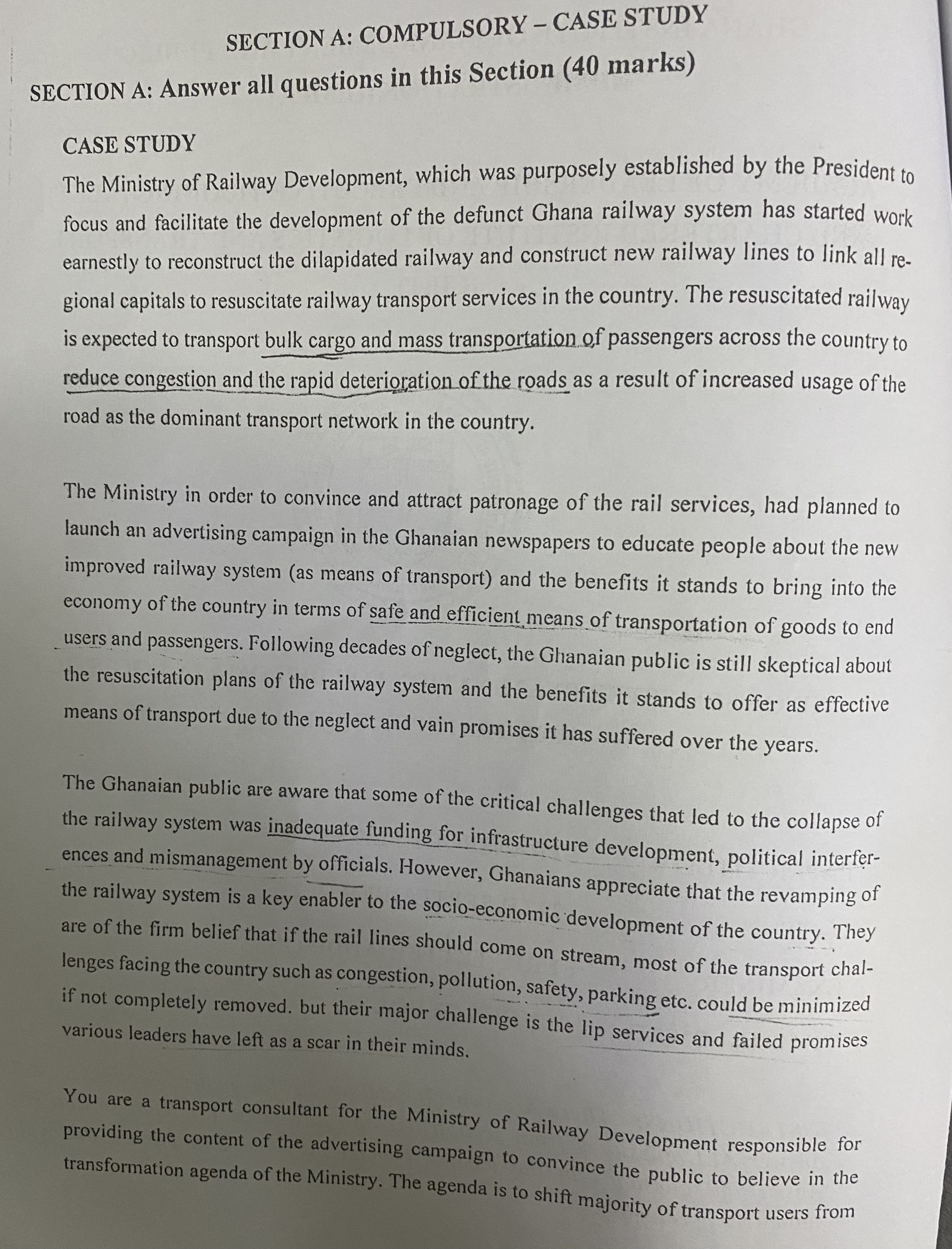  SECTION A: COMPULSORY - CASE STUDY SECTION A: Answer all questions