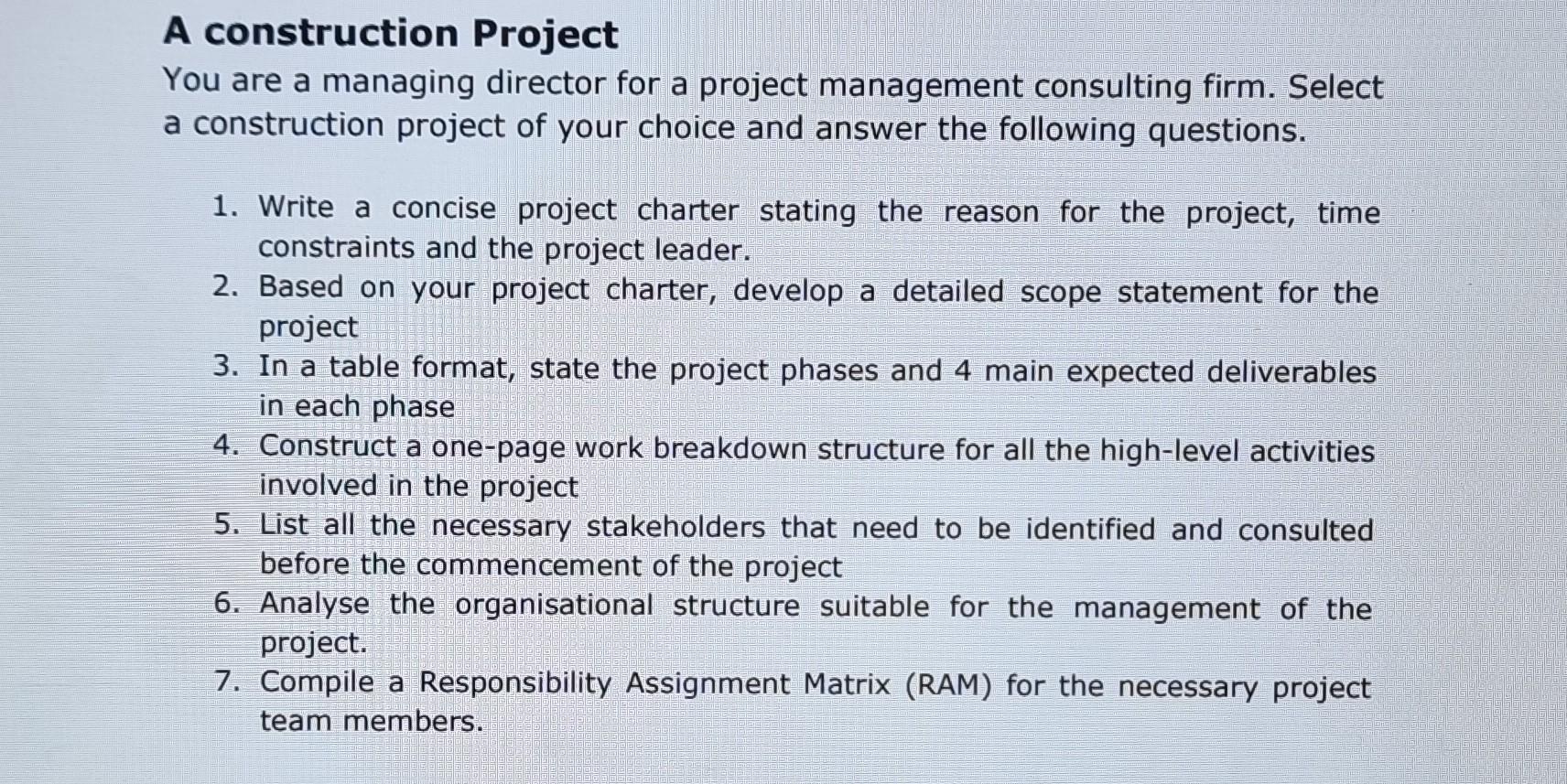  Assist with full details, including breakdown. A construction Project You are