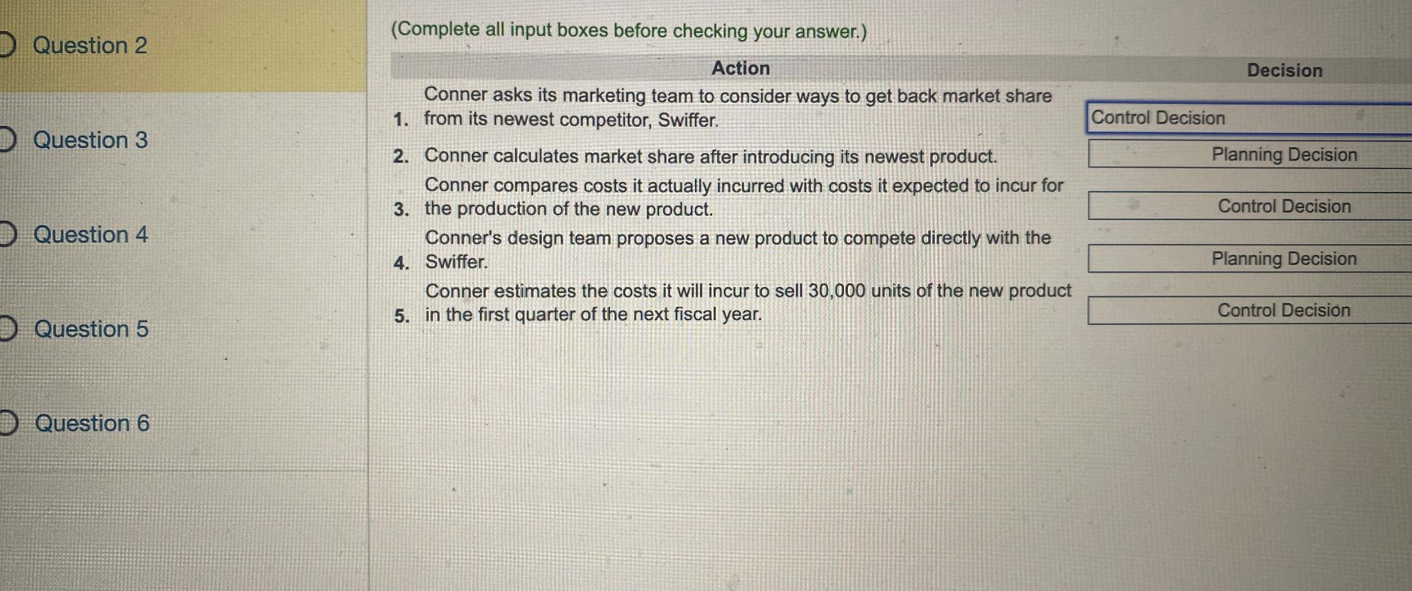  Question 2 Question 3 Question 4 Question 5 Question 6 (Complete