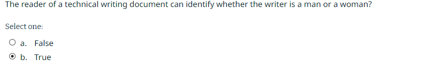  The reader of a technical writing document can identify whether the