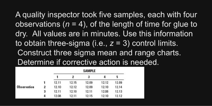 Answer as is on answer sheet with work. A quality inspector took